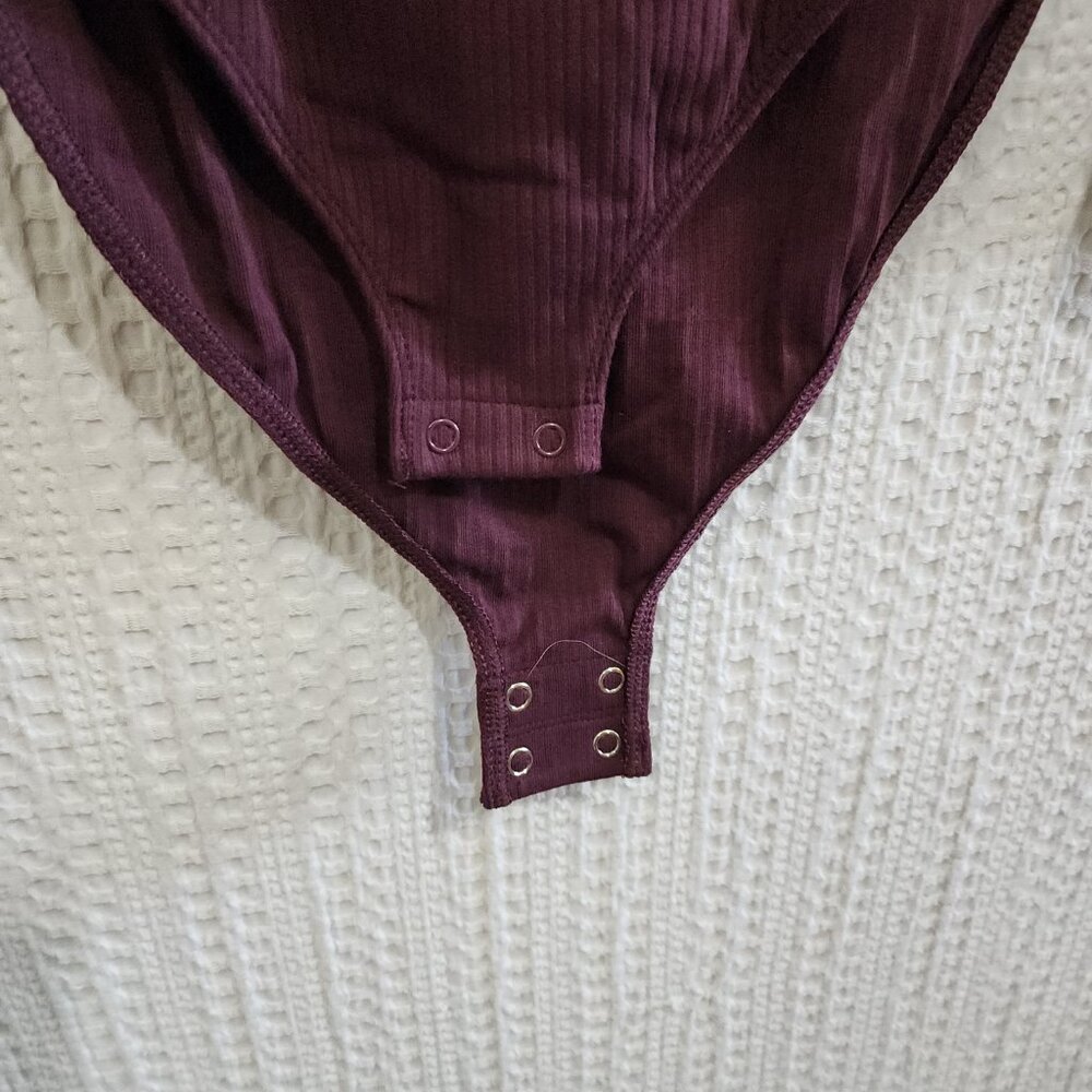 Old Navy Brown Ribbed Square Neck Long Sleeve Body Suit Women's Size Large - Picture 4 of 11
